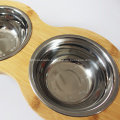 Bamboo Elevated Dog Pet Food and Water Bowls